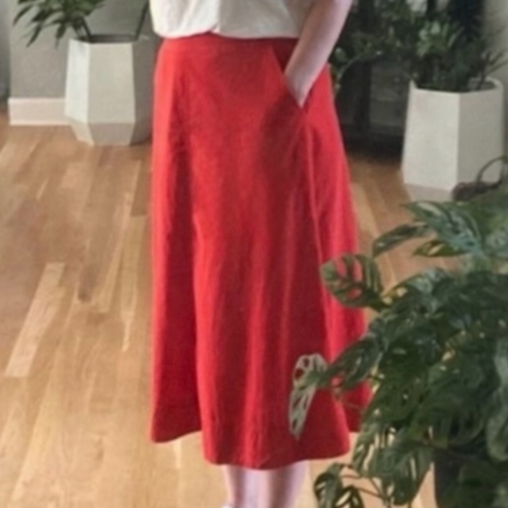 [Vanessa & Virginia] Poppy Corduroy {Anthro} Midi Skirt + Pockets | Large · 12
